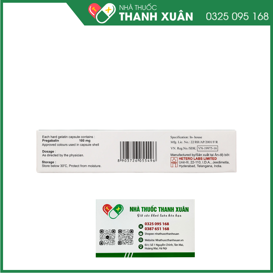 Prega 100 điều trị bệnh đau dây thần kinh ngoại biên